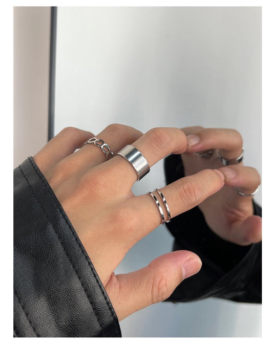 Unisex 3-Piece Titanium Steel Ring Set | Minimalist Non-Fading Hip Hop Bands for Streetwear Style O0006