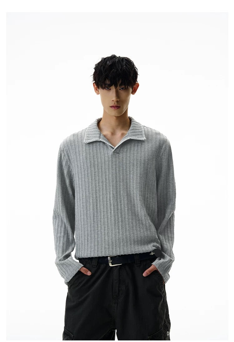 Men’s Long-Sleeve Cotton Polo – Streetwear Style S0015