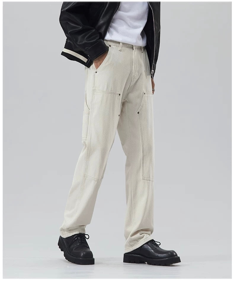 Men’s Off-White Retro Denim Cargo Pants – American Vintage Workwear Style B0075