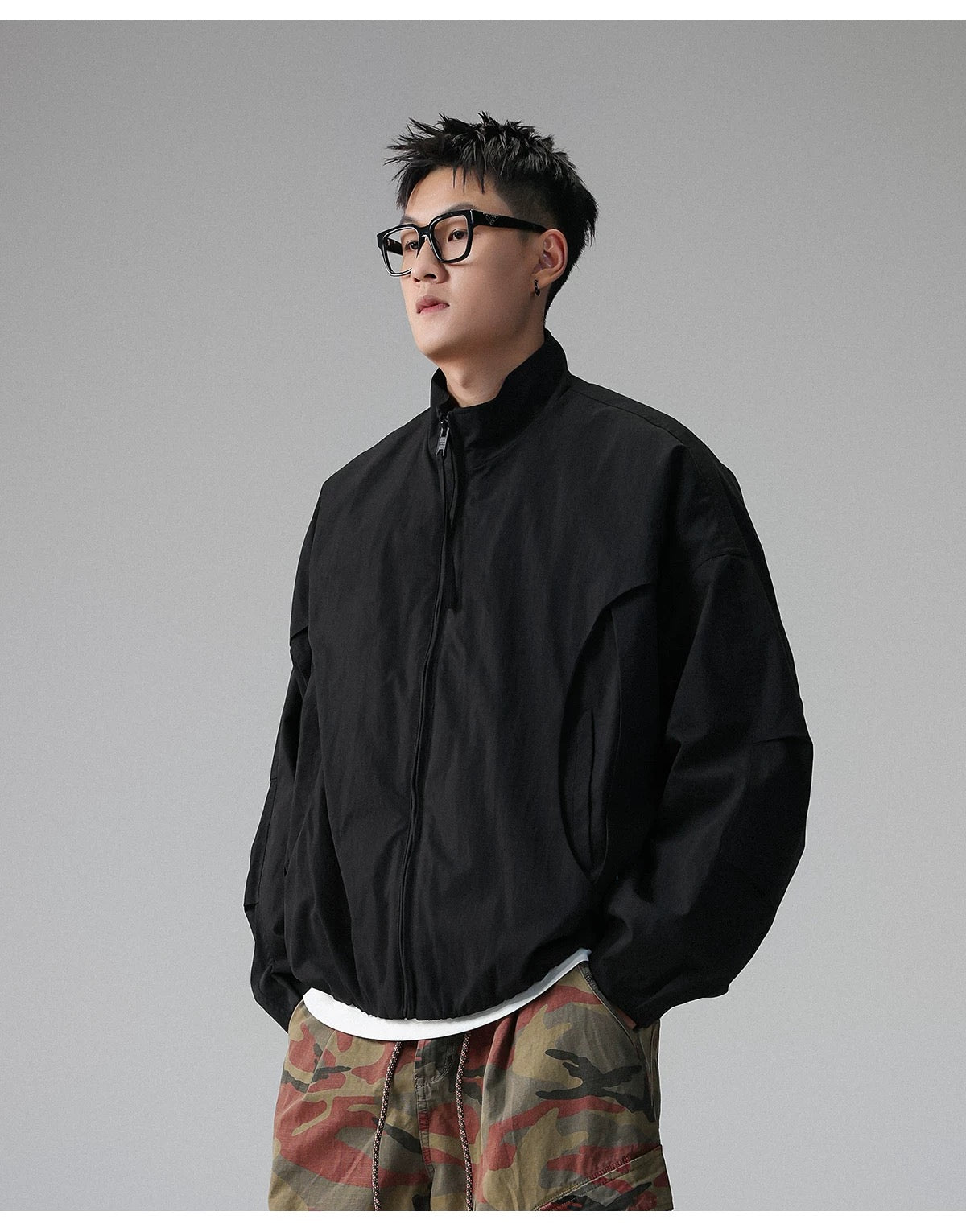 American Stand-Collar Jacket – Vintage Minimalist Streetwear Outerwear T0025