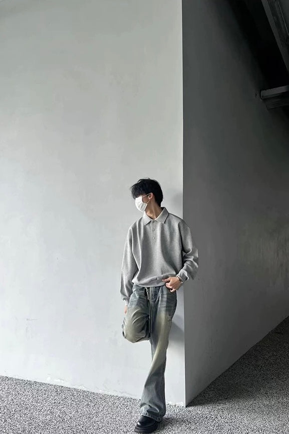 [FLAT ROOM] BOX FIT POLO SWEATSHIRT S0212