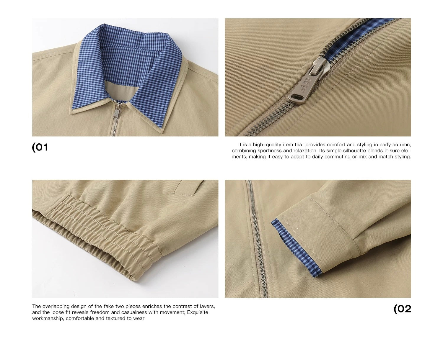 Men’s Vintage Plaid Patchwork Collar Jacket – Retro Short Street Outerwear T0062