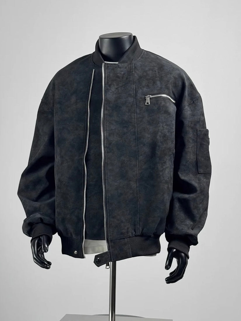 [TANCCHUI] LOOSE STAND-COLLAR MOTO JACKET T0188