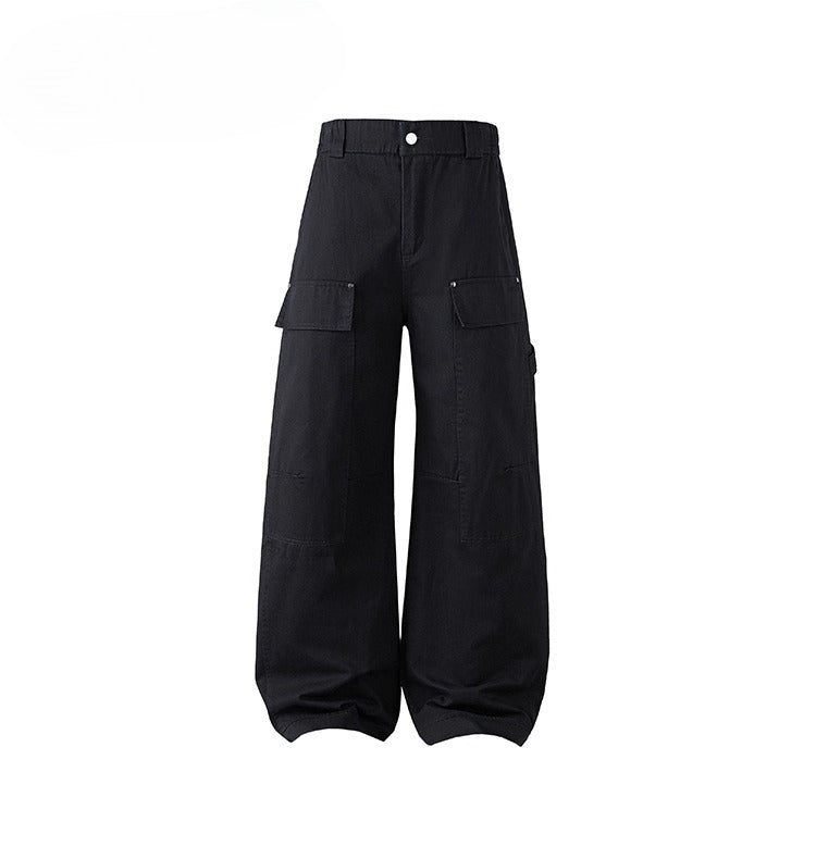 Semi-elastic loose overalls B0393