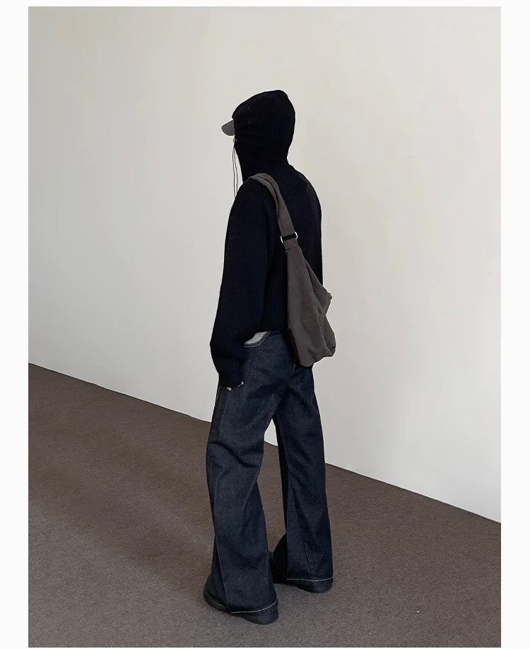 Vaqueros rectos para hombre – Pantalones clásicos de estilo urbano americano vintage B0046