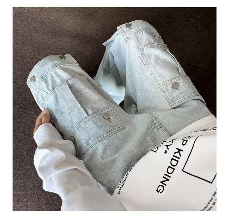 Men’s Multi-Pocket Cargo Pants – American Street Utility Workwear Trousers B0065