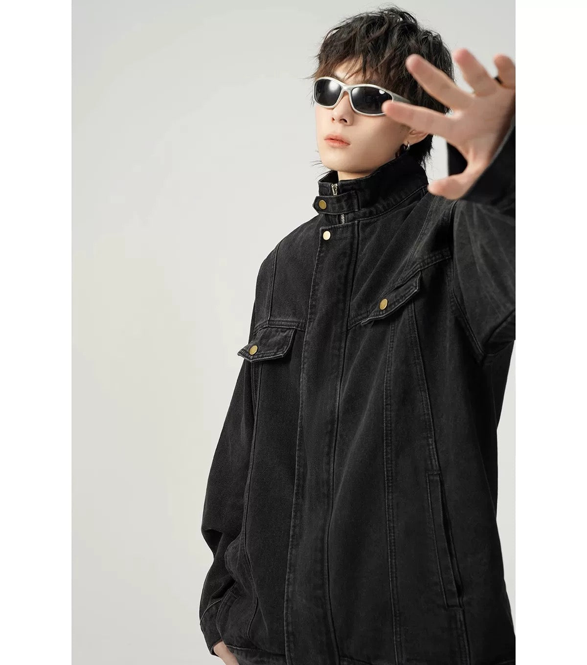 Men’s Vintage Washed Denim Jacket – American Retro Distressed Streetwear Outerwear T0046