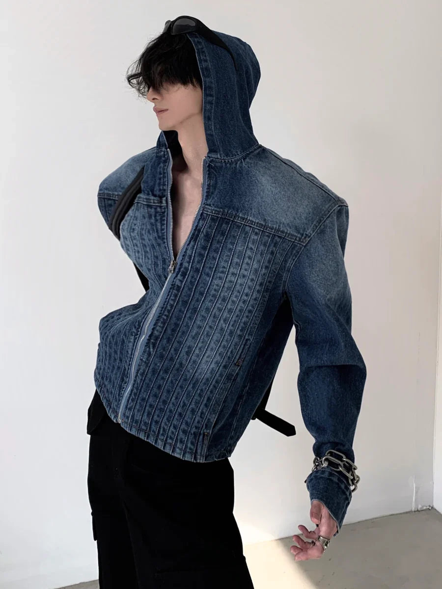 HIGH STREET HOODED DENIM JACKET T0101
