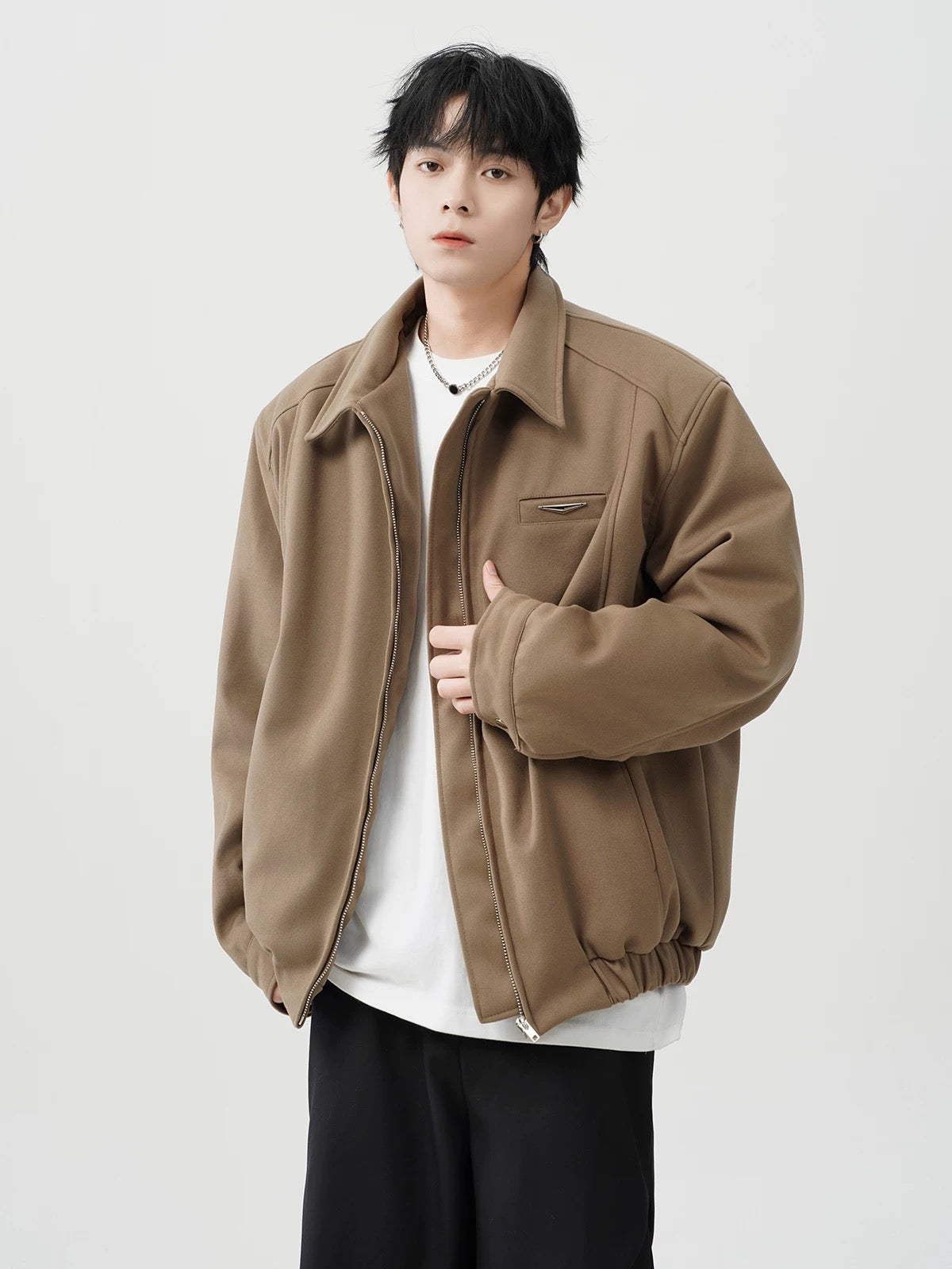 Chaqueta acolchada vintage americana – Abrigo retro de algodón con cuello vuelto para hombre T0022