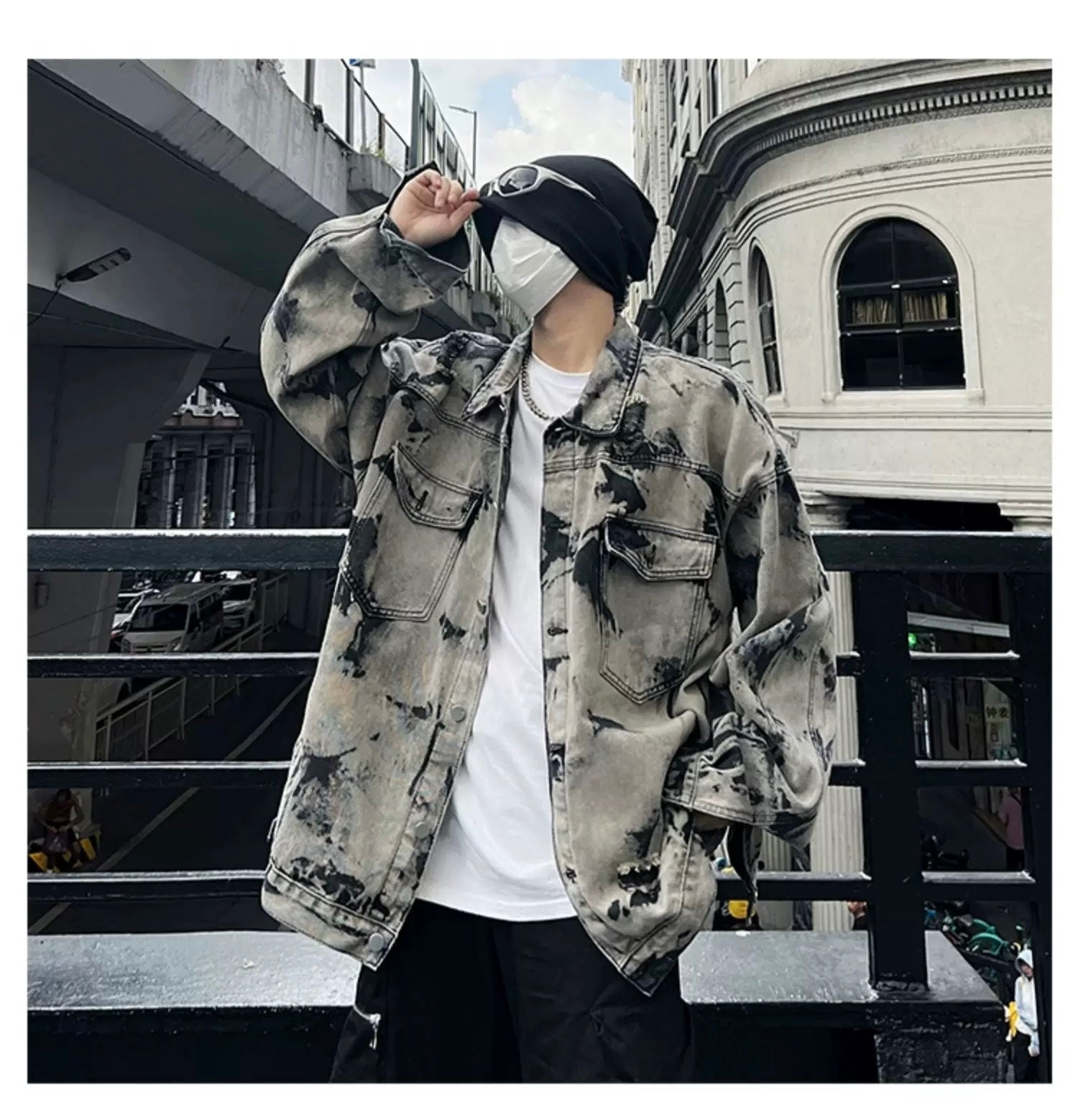 Men’s American Tie-Dye Denim Jacket – High Street Vintage Streetwear Outerwear S0057