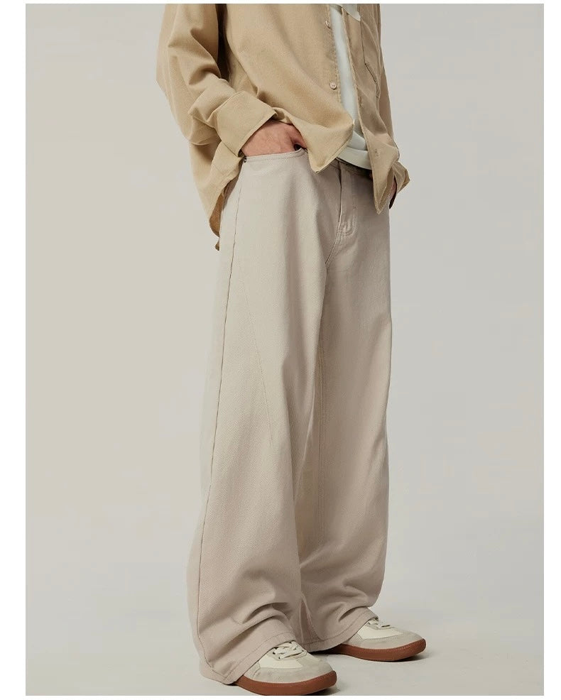 Men’s Loose Straight Wide-Leg Pants – American Minimalist Streetwear Trousers B0082