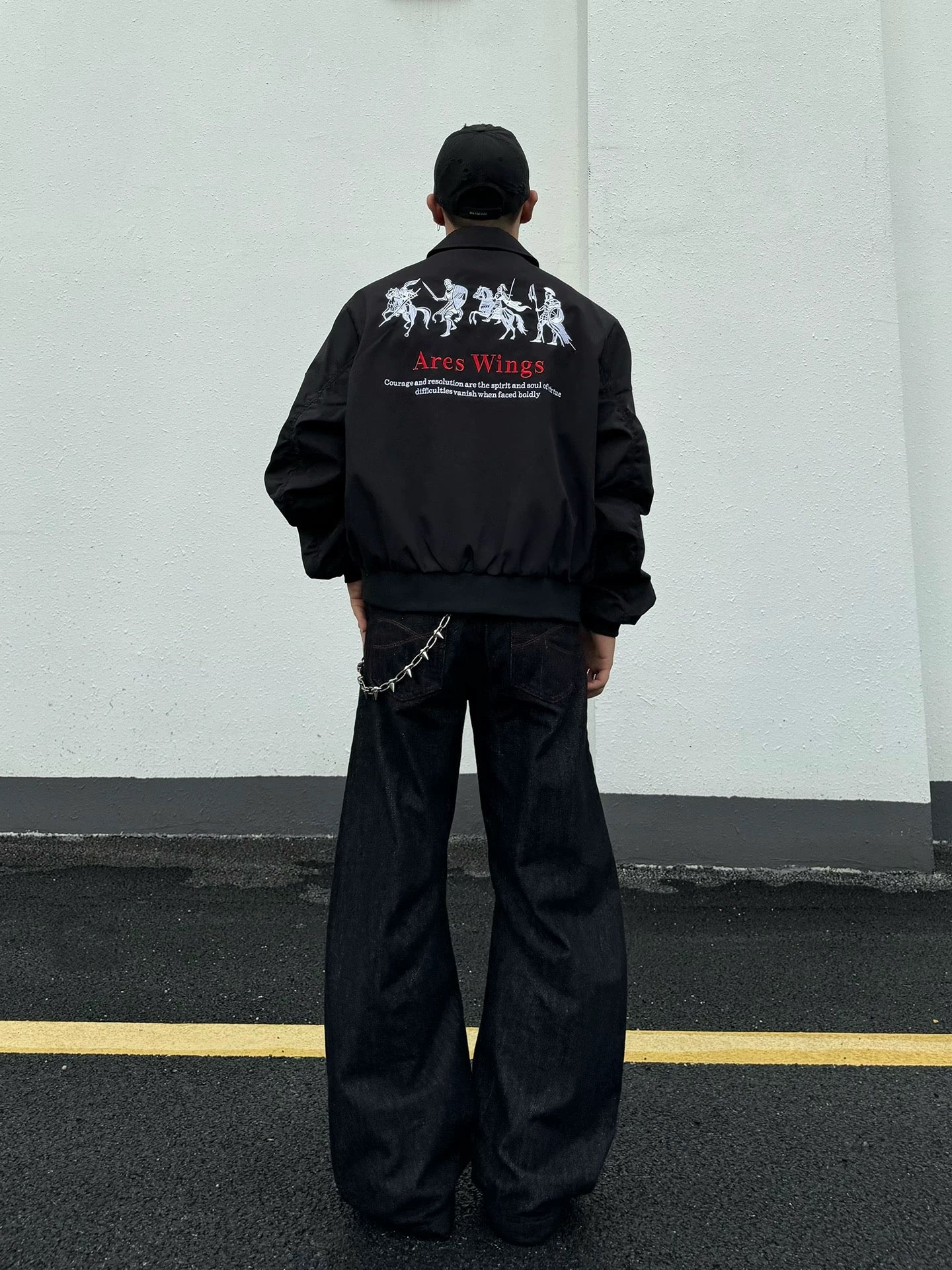 Men’s Embroidered Warhorse Letterman Bomber Jacket – American Street Vintage Flight Jacket T0065