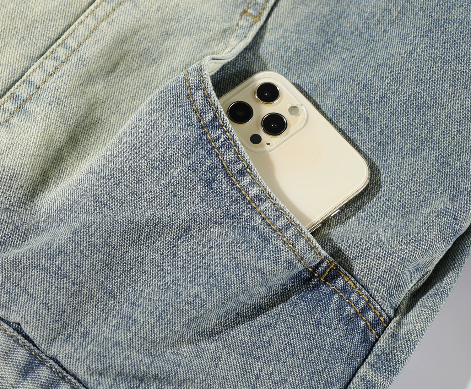 Men’s Vintage Denim Jacket – American Retro Washed Jean Outerwear T0068