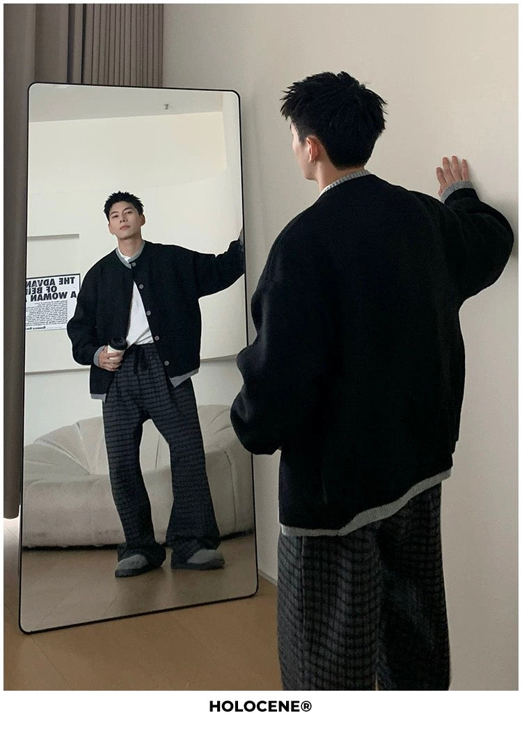 Men’s Japanese Vintage Layered Button Knit Sweater – Retro Street Casual Pullover S0044