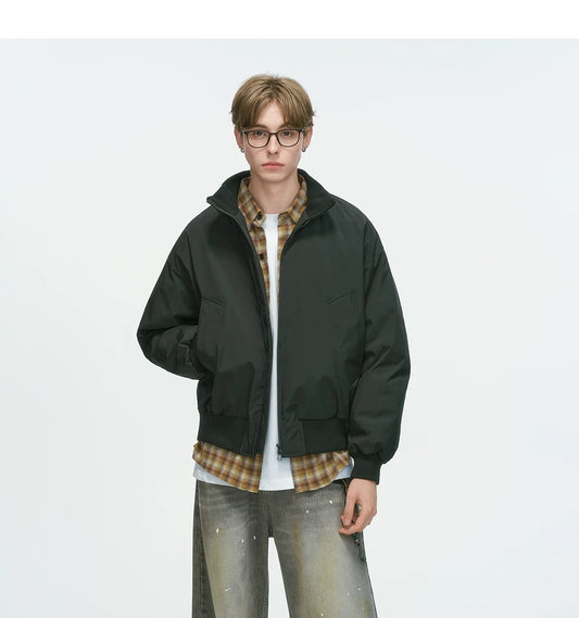 Stand Collar Down Jacket – Minimalist Warm Puffer for Winter Street Style T0243