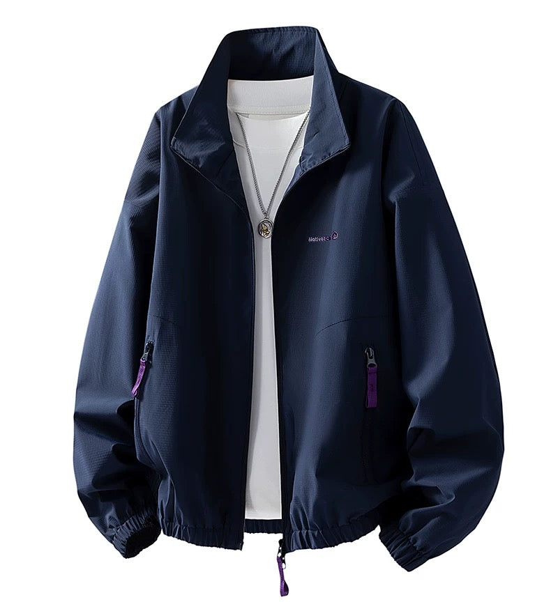 Men’s Japanese Minimalist Track Jacket – Casual Lightweight Streetwear Outerwear T0044