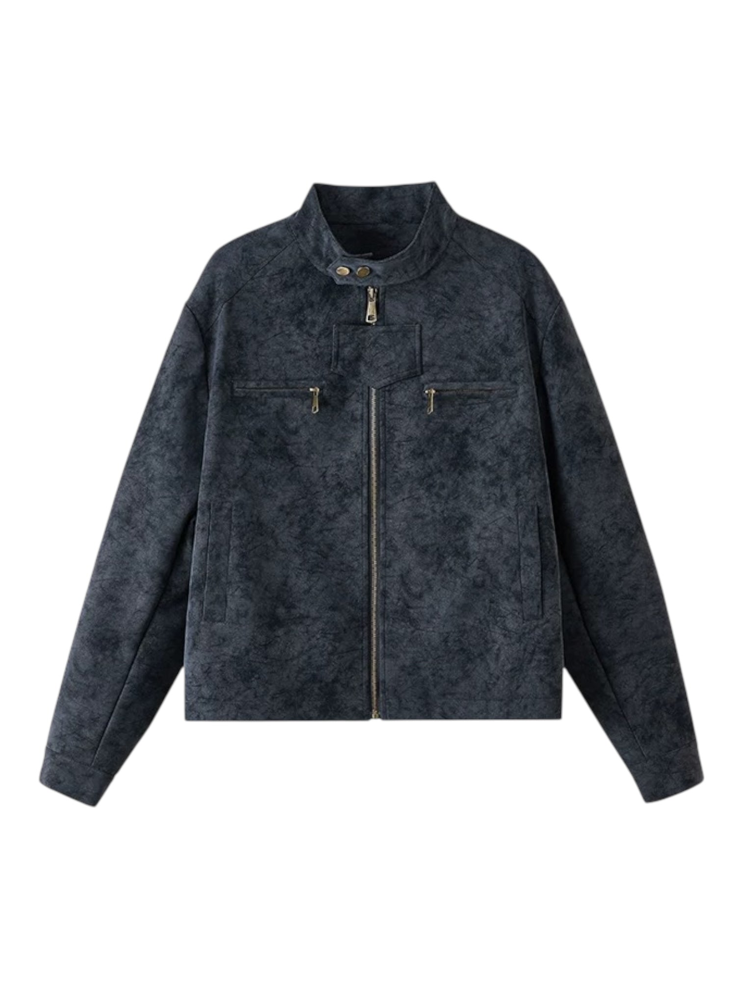 [DAZHONGMA] DYED CROPPED FAUX LEATHER JACKET T0183