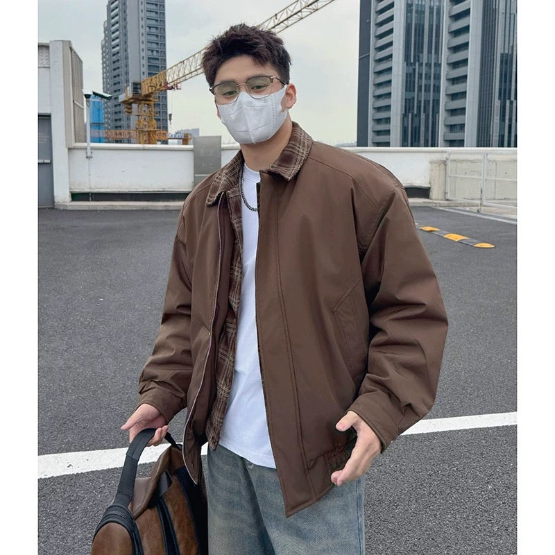 Men’s Retro American Plaid Lapel Jacket T0253