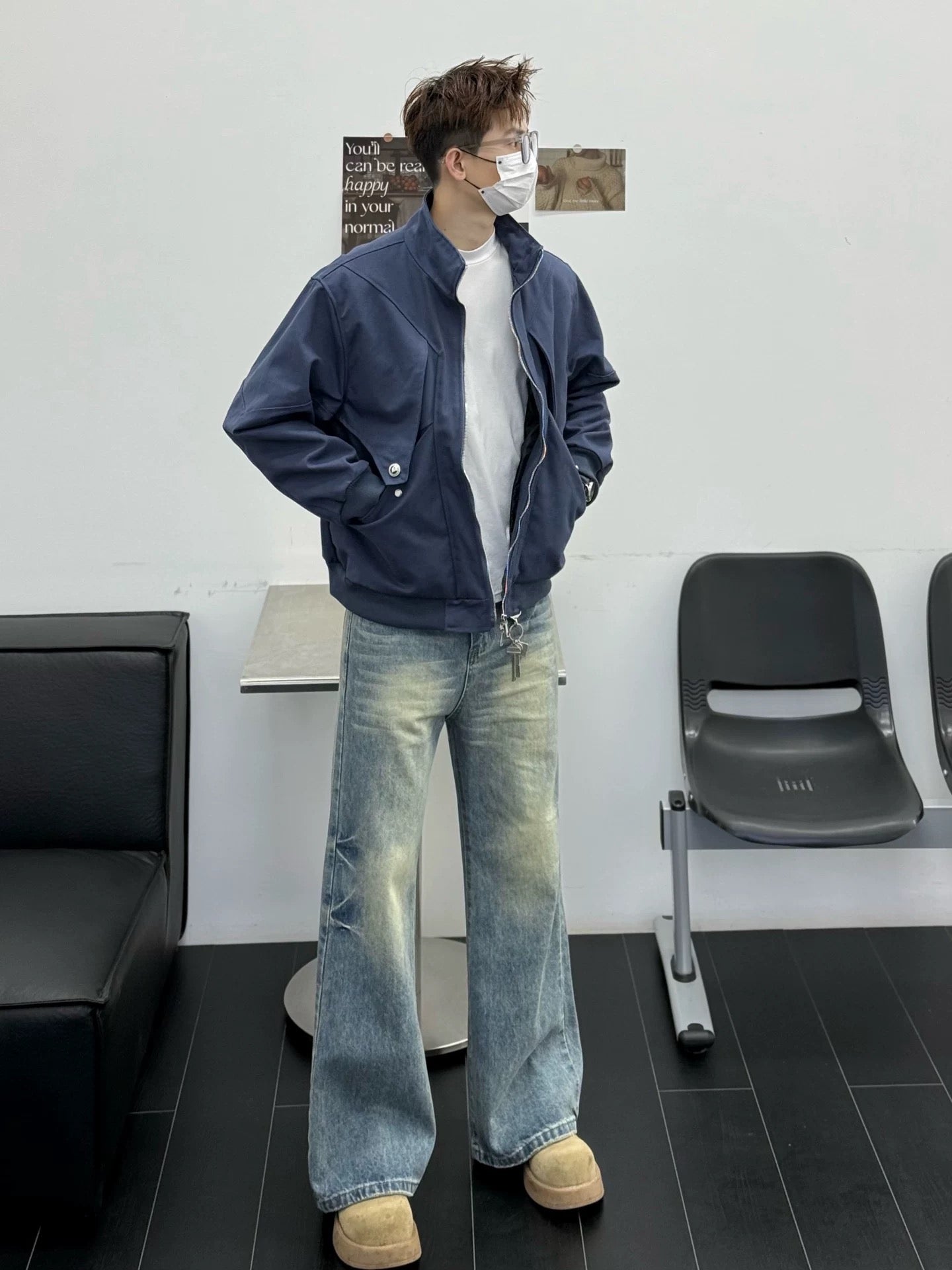 Men’s Stand Collar Jacket – Minimal Clean Fit Streetwear Outerwear T0166