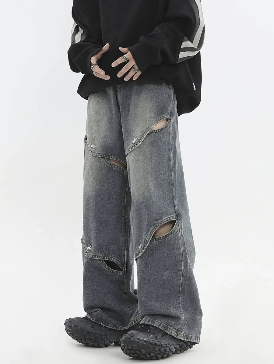 METAL HOLE BREAKING JEANS B0167