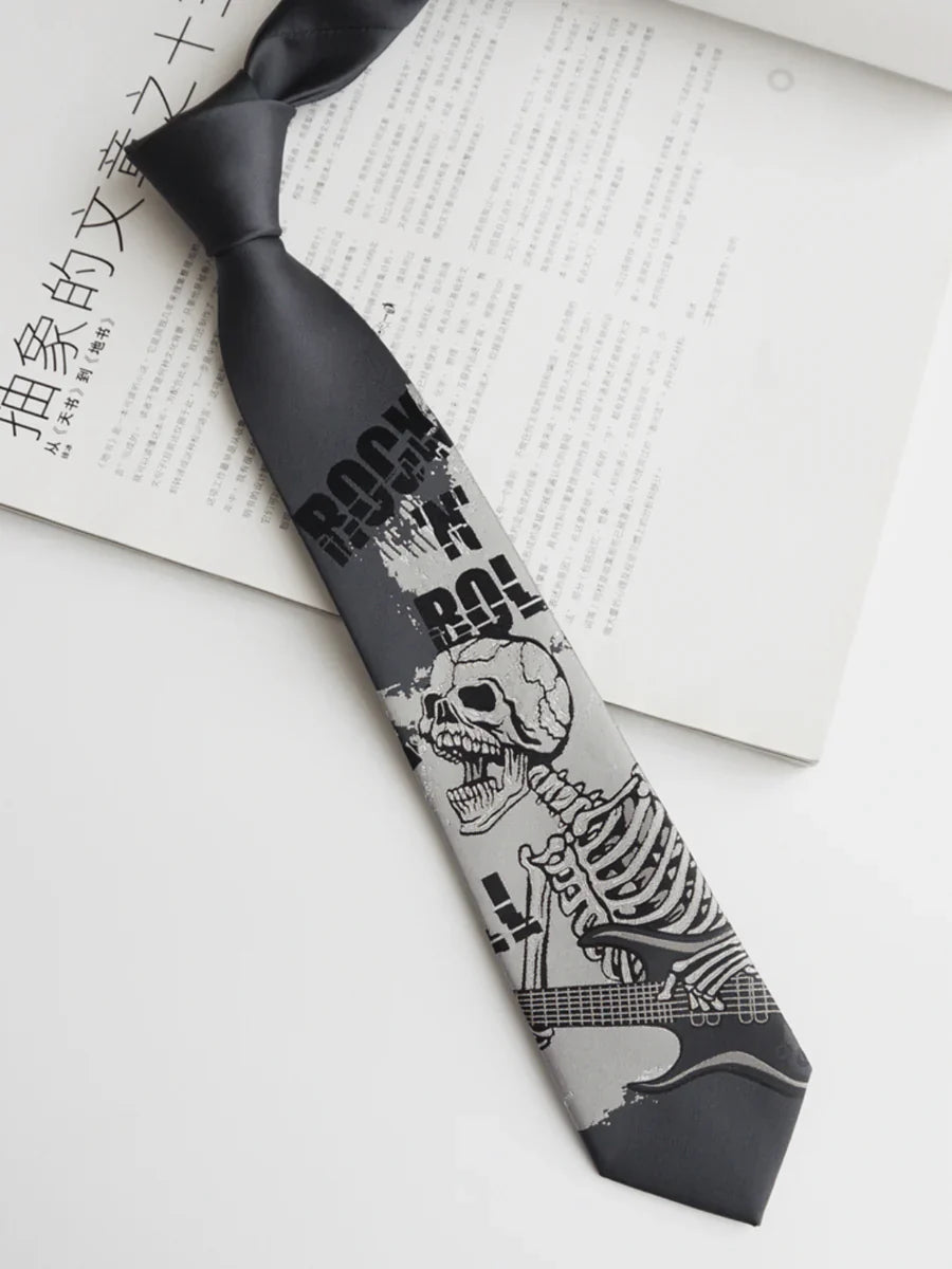 DARK GRAY SKULL TIE TREND A0037