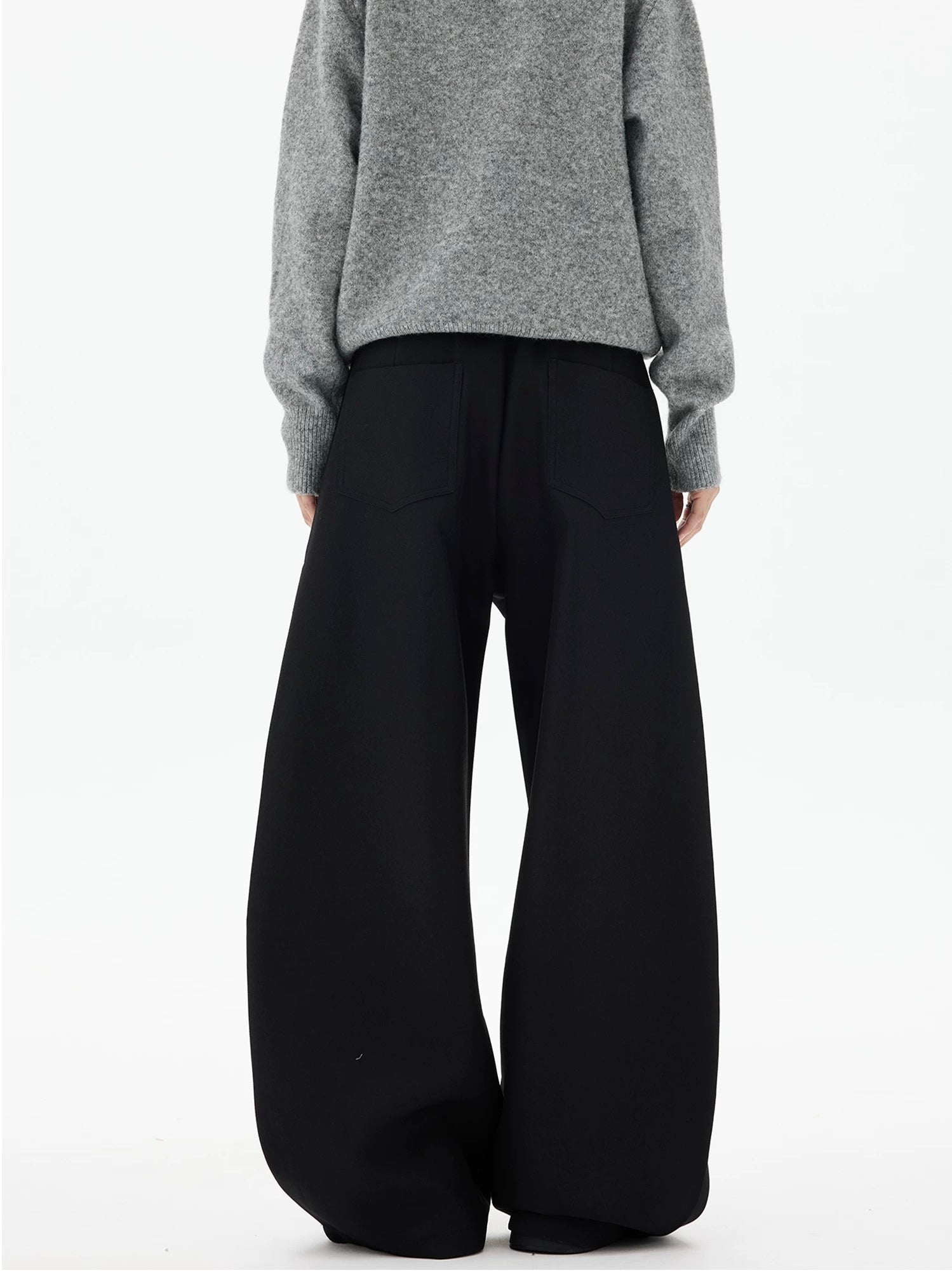 American Vintage Tie-Waist Blade Cut Trousers – High-Street Wide-Leg Pants B0043