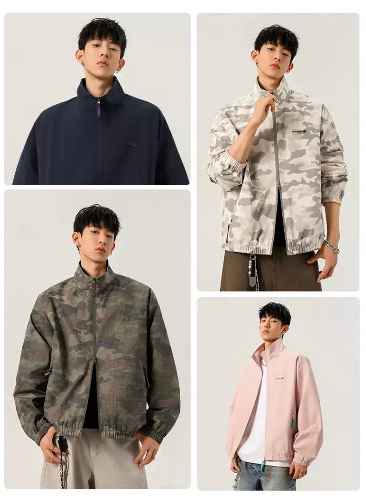 Men’s Japanese Minimalist Track Jacket – Casual Lightweight Streetwear Outerwear T0044