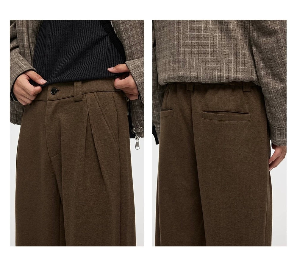 Men’s Wool Blend Straight-Leg Trousers – Soft Warm Casual Pants B0057