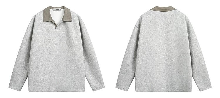 Men’s Houndstooth Patchwork Polo Long Sleeve Tee – Vintage Casual Streetwear Top S0036