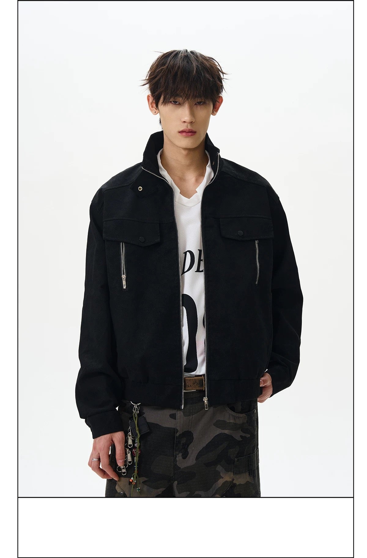 Men’s Stand-Collar American Streetwear Jacket T0015