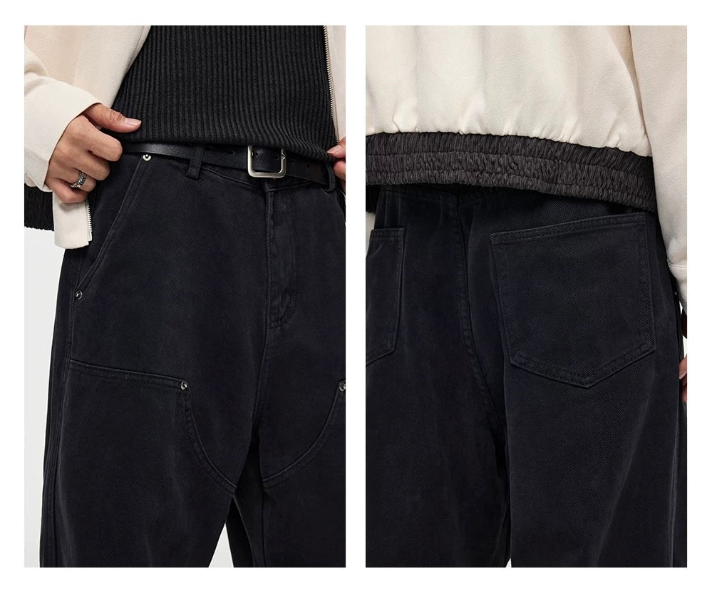 Men’s Vintage American Wide-Leg Denim Jeans B0014