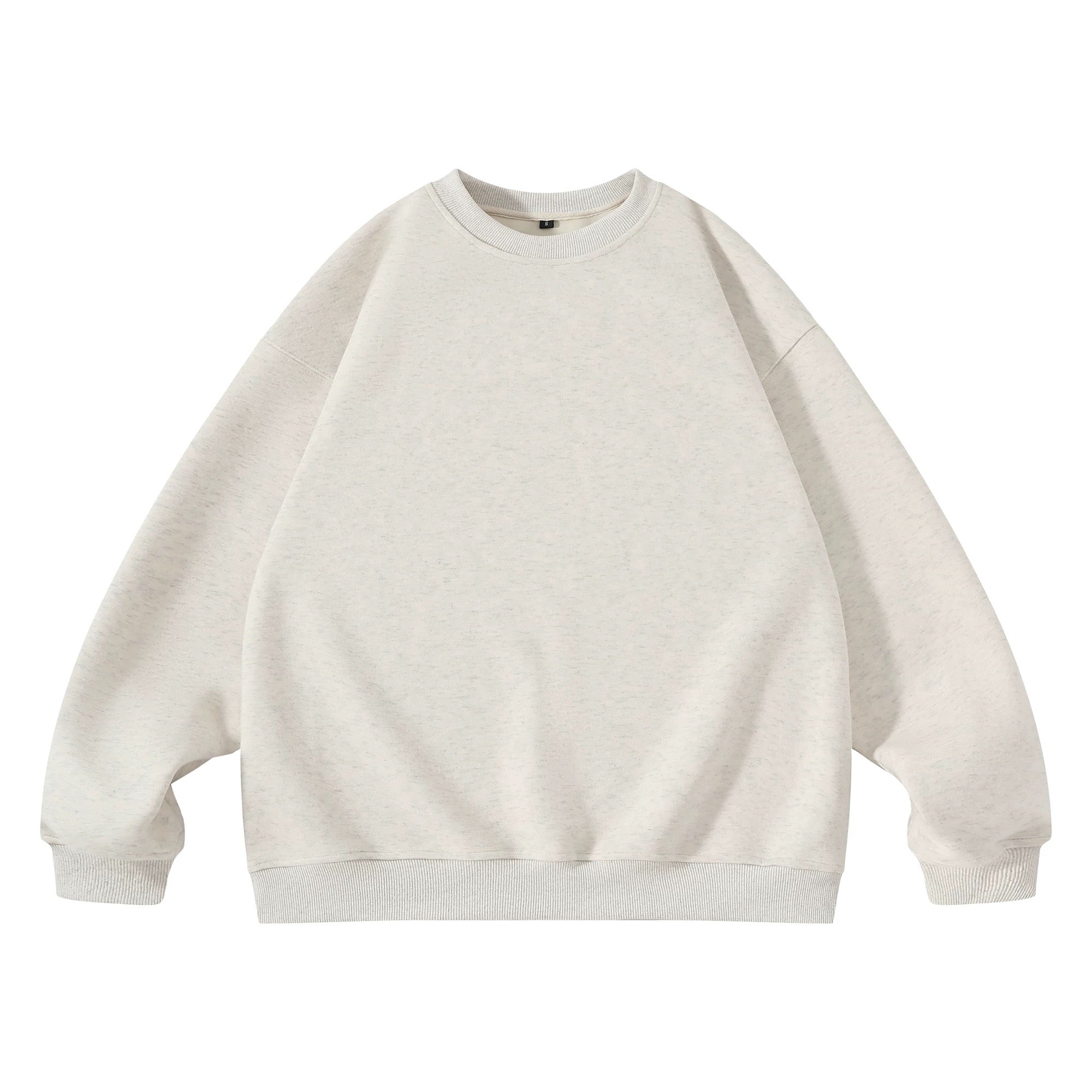 Sudadera de cuello redondo de color liso y peso pesado para hombre, prenda informal esencial para todas las estaciones T0003