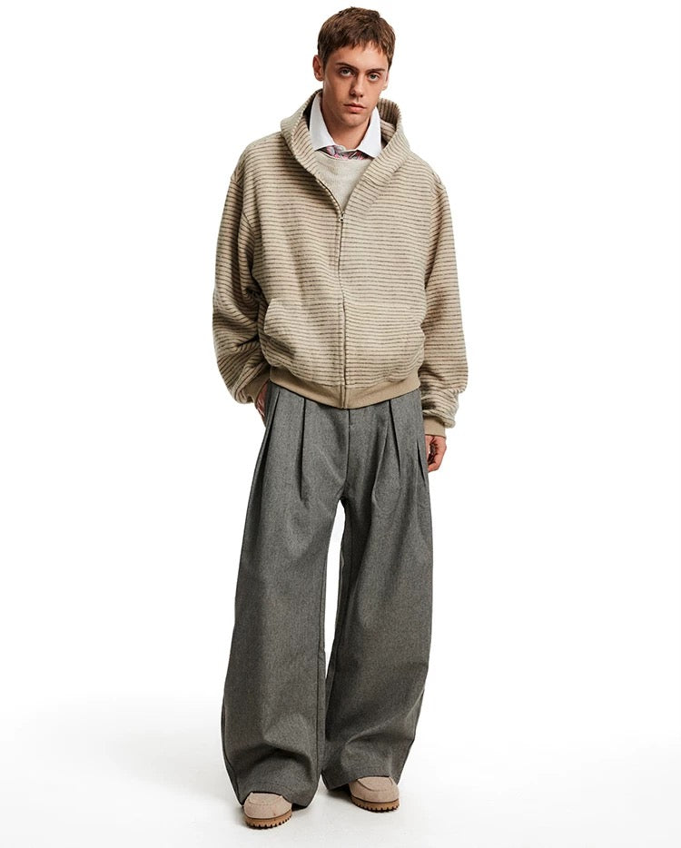 Sudadera a rayas con cremallera – Sudadera estilo cárdigan con capucha estilo streetwear vintage americano T0207