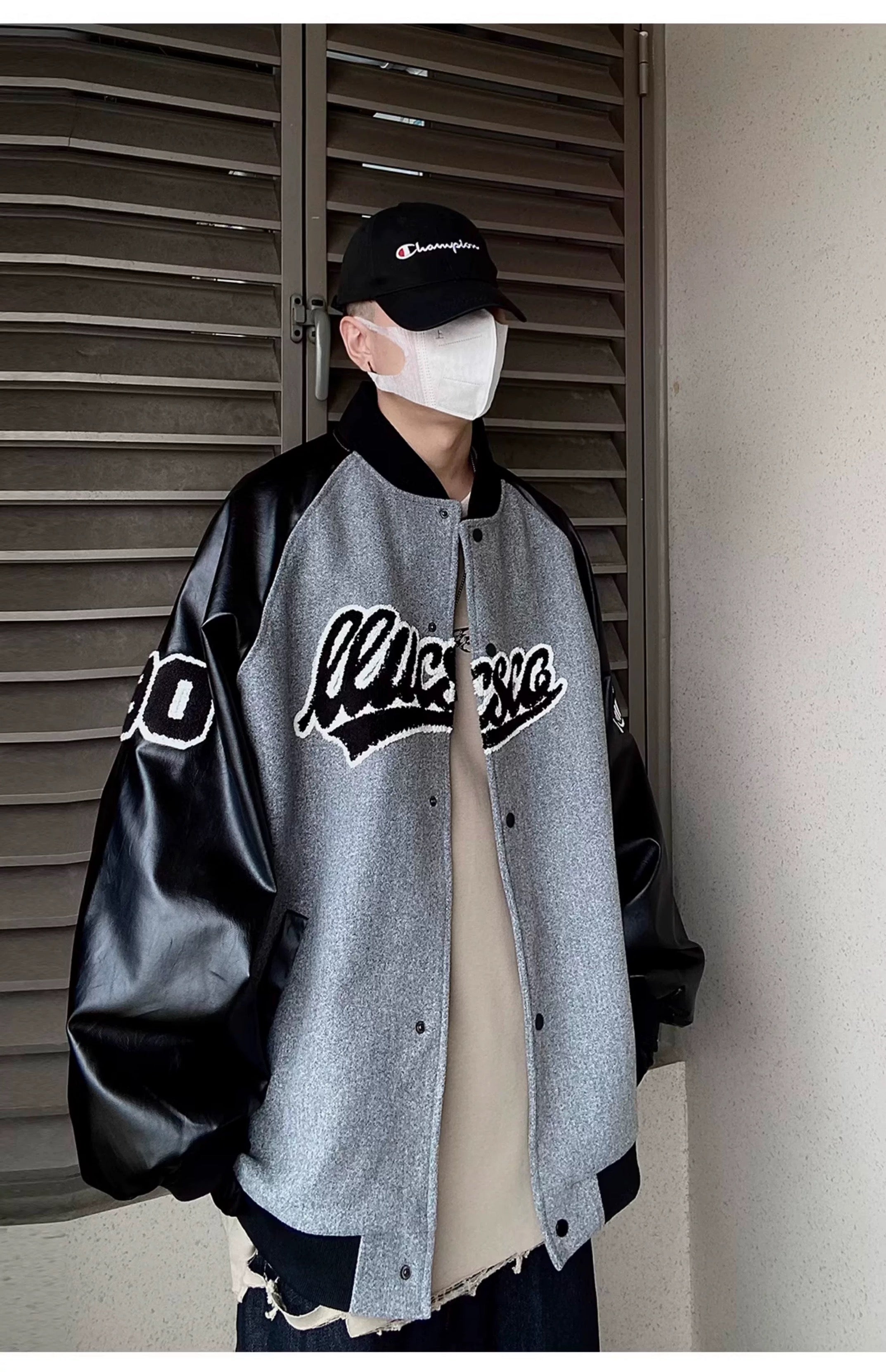 Men’s Hip Hop Varsity Jacket Streetwear Embroidered Baseball Bomber Retro Loose Fit Coat T0078