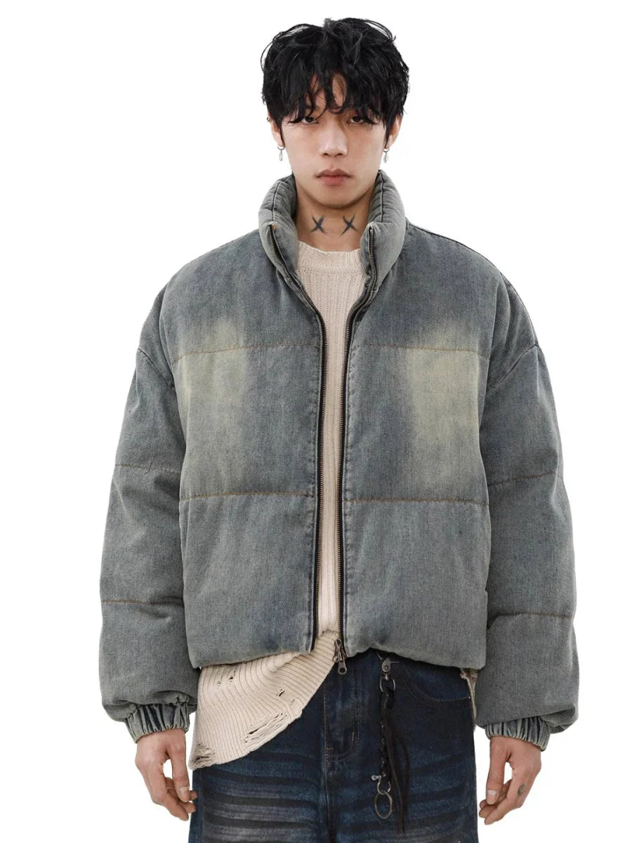 [MRNEARLY] WASHED DENIM DOWN JACKET T0092