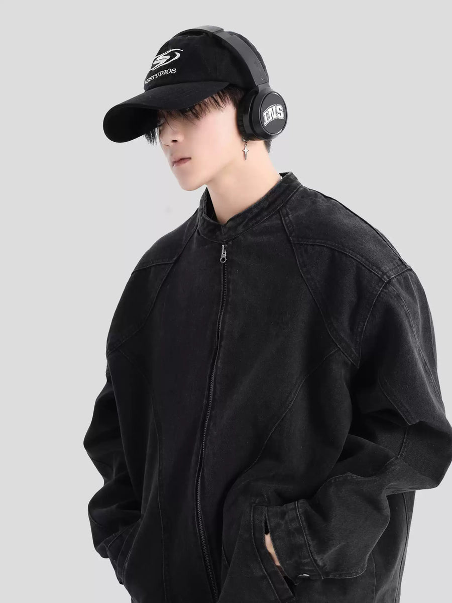 [INSstudios] WASHED DENIM JACKET ZIPPER T0099