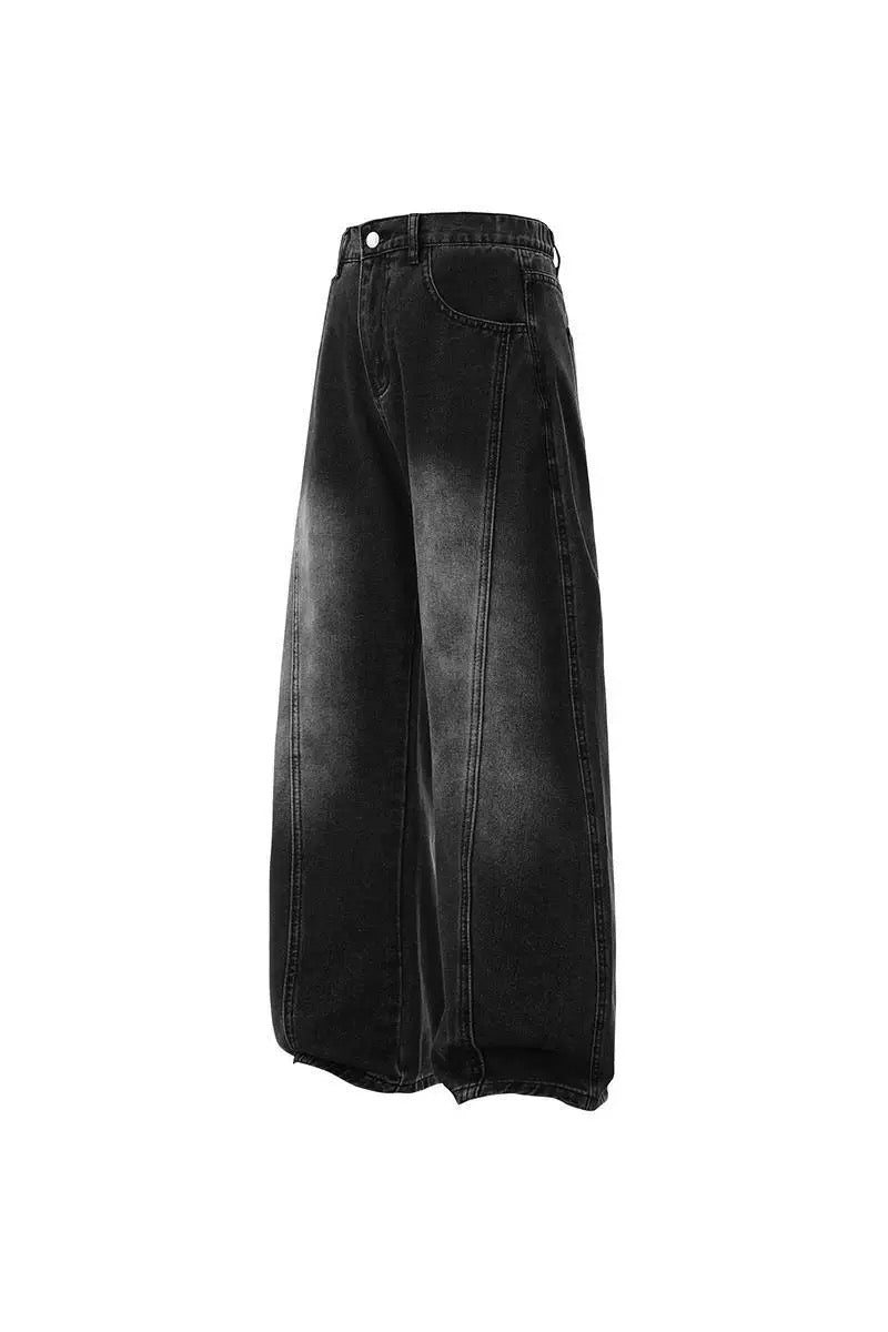 Men’s Retro Arc Panel Loose-Fit Denim Jeans B0037