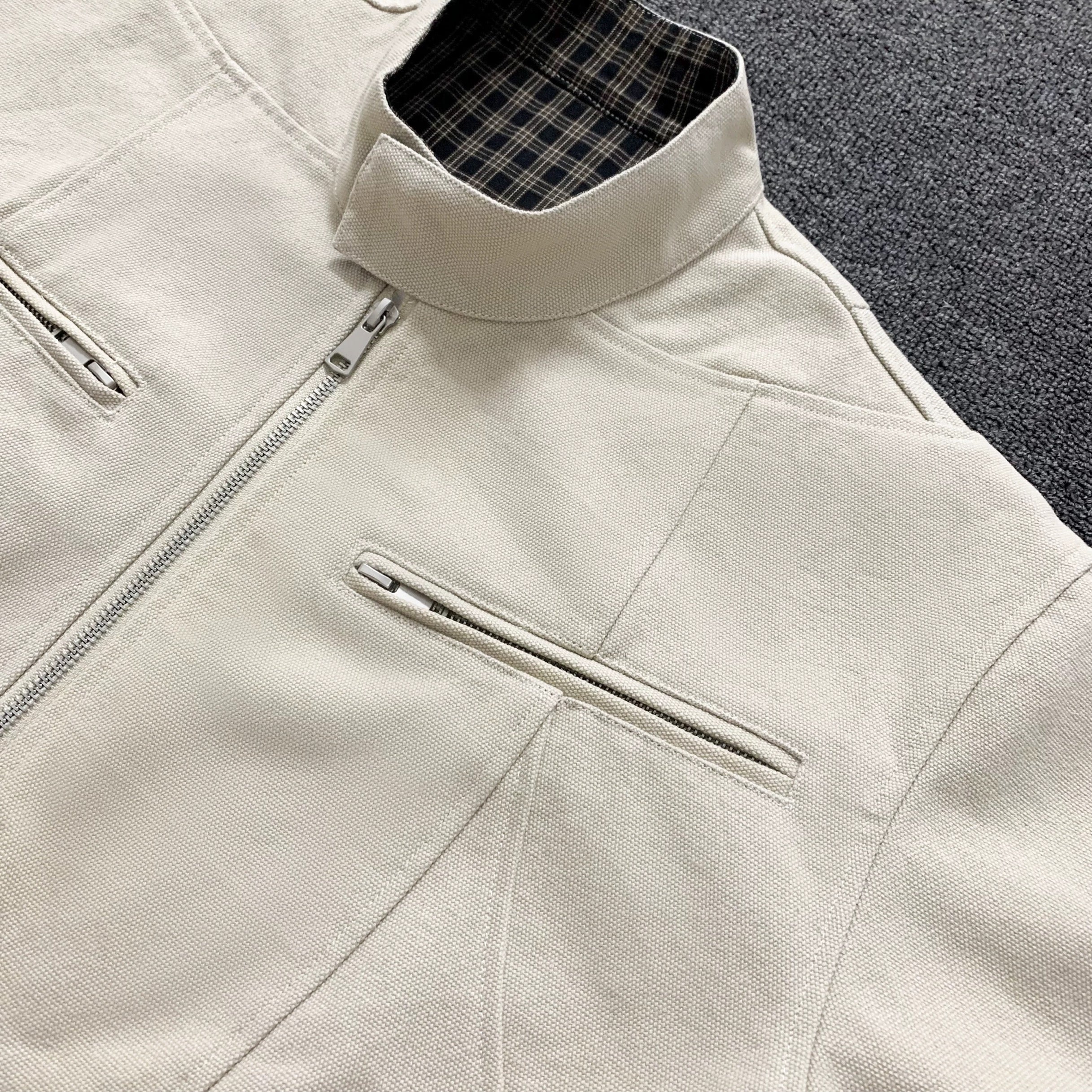 Harrington Stand Collar Utility Jacket – American Vintage Streetwear Coat T0032