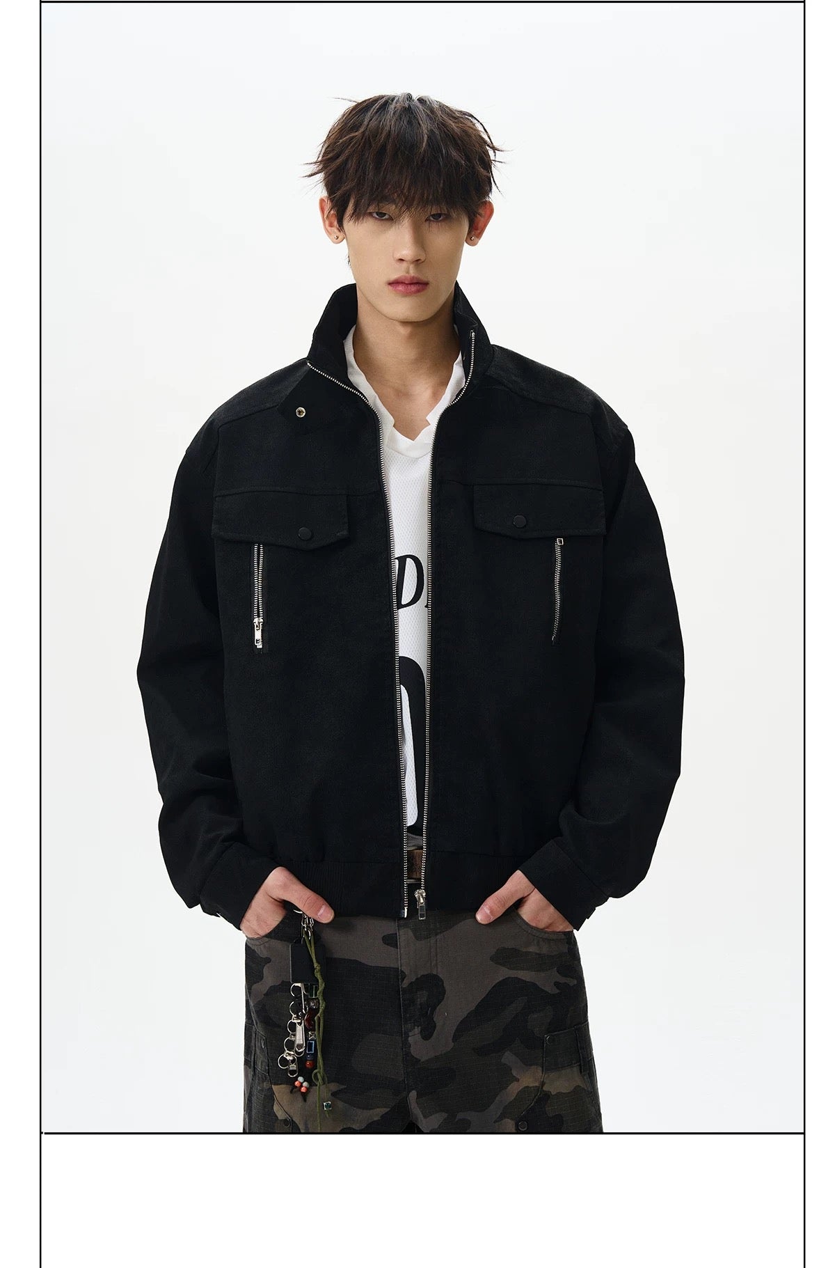 Men’s Stand-Collar American Streetwear Jacket T0015