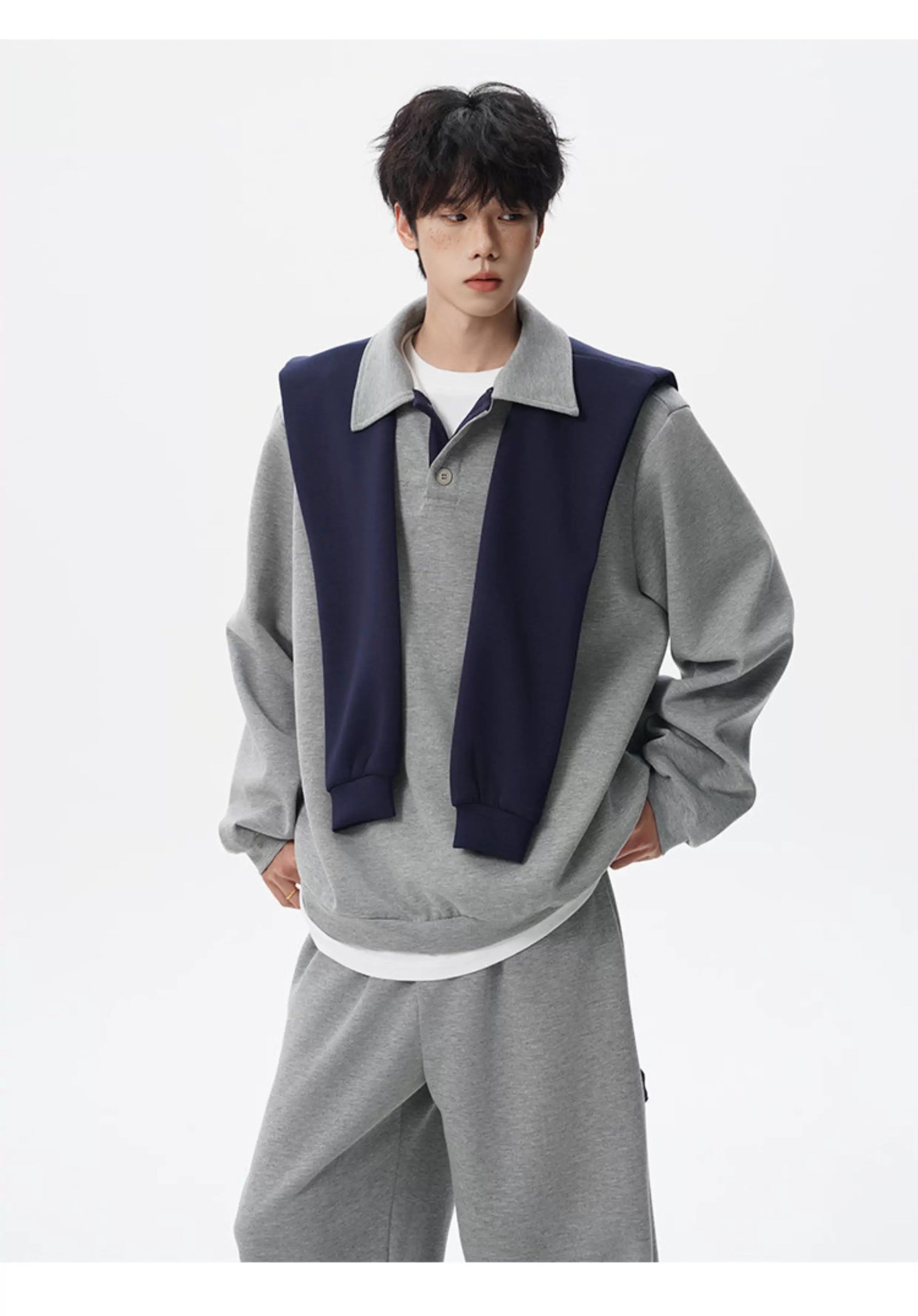 Vintage American Shawl Collar Pullover Hoodie – Retro Loose Fit Streetwear Sweatshirt S0040