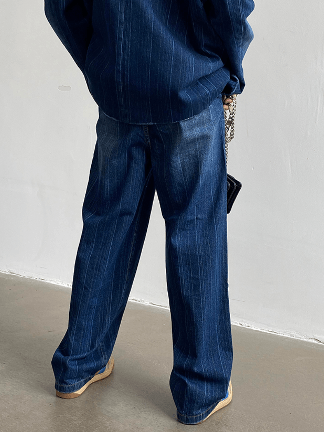 [GENESISBOY] Washed striped loose denim suit R032