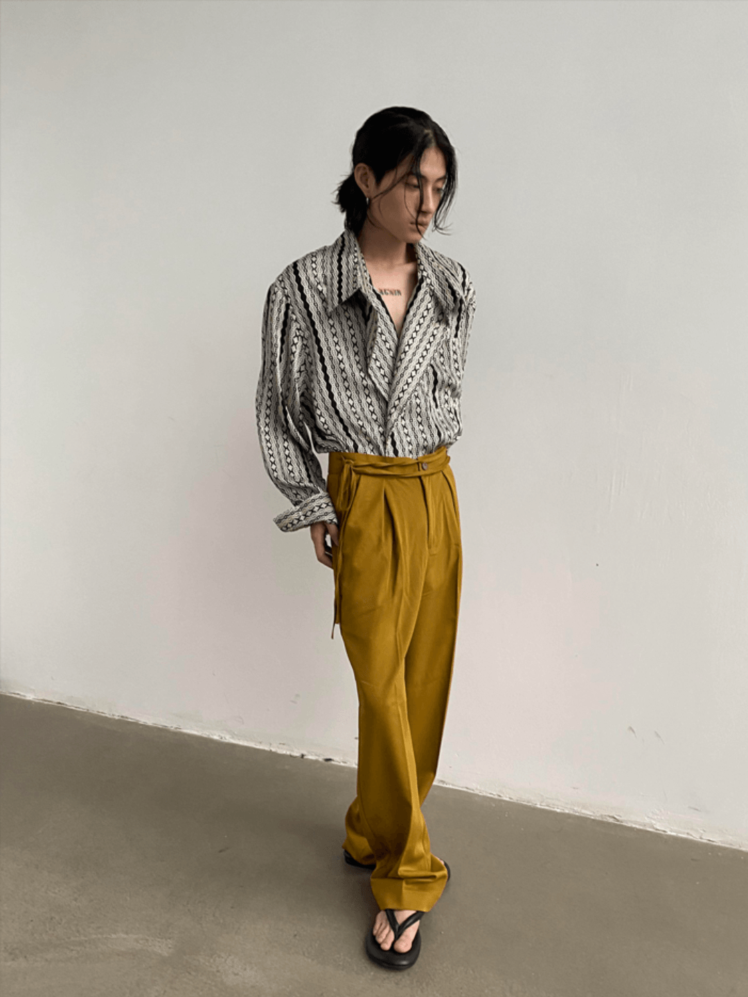 [GENESISBOY] silk drape loose shirt J0128