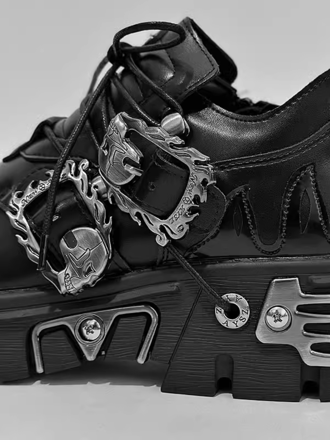 Punk Metal Leather Shoes S047