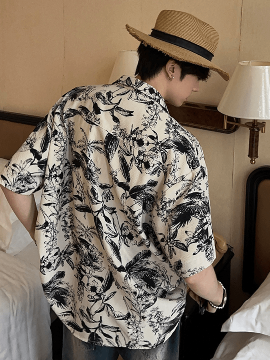 [JM HOMME] Tide Printed Short-sleeved Shirt J0120