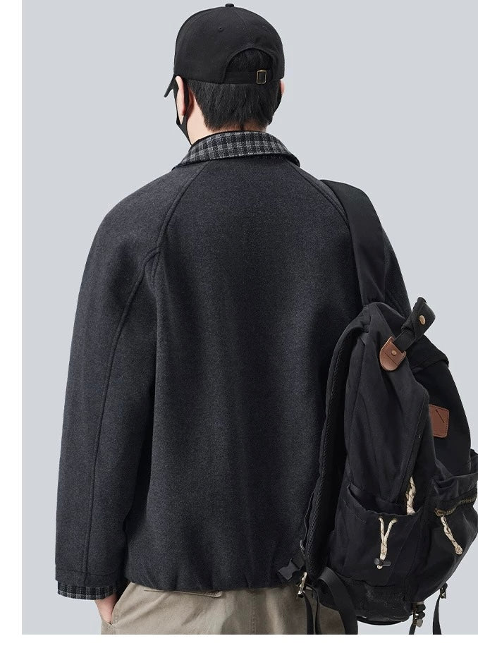 Chaqueta acolchada holgada de lana de oveja para hombre T0247