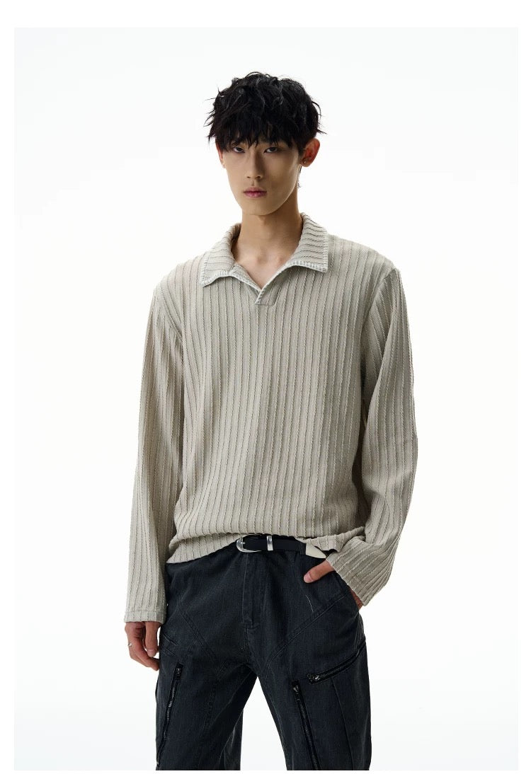 Men’s Long-Sleeve Cotton Polo – Streetwear Style S0015