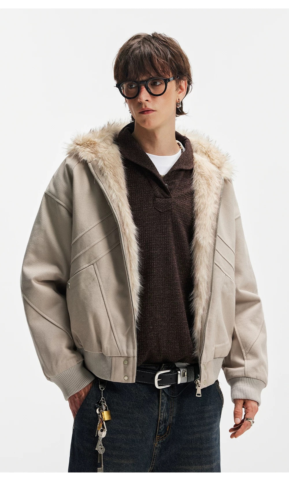 American Vintage Boxy Hooded Padded Jacket – Retro Streetwear Cotton Coat T0226