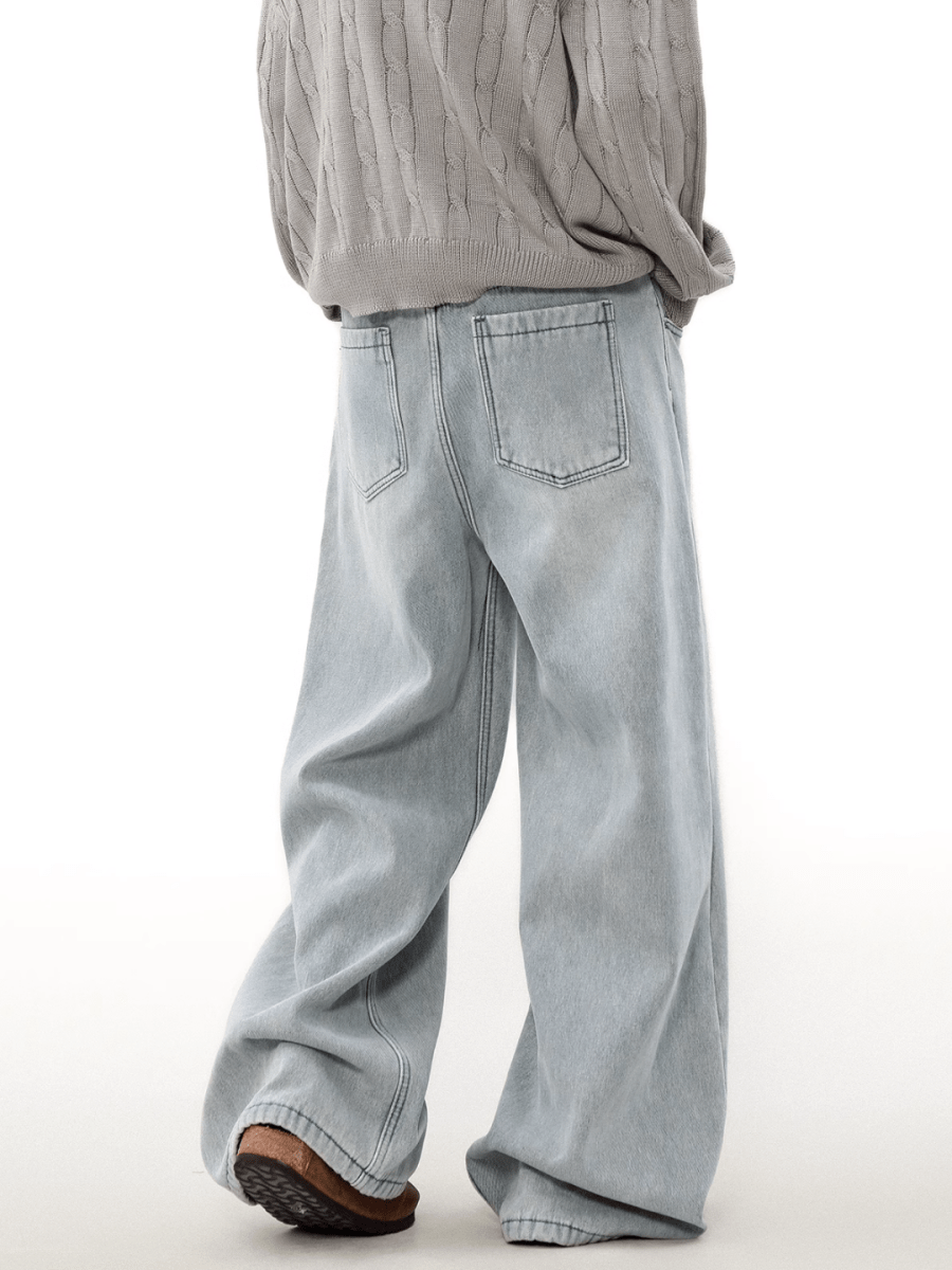 loose straight washed jeans B0117