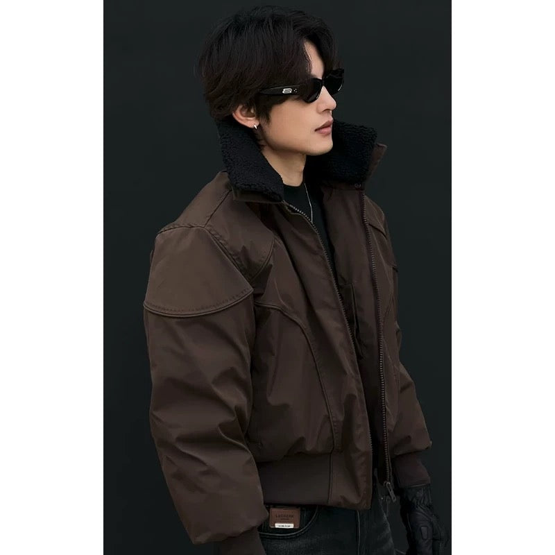 Chaqueta corta retro con cuello desmontable para hombre T0019