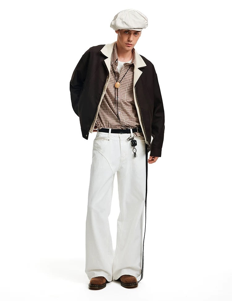 Men’s Deconstructed Layered Jacket – Vintage Minimal Street Outerwear T0058